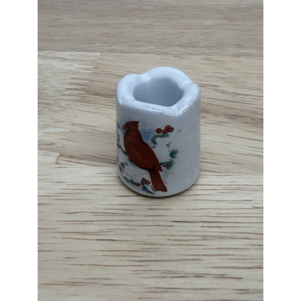 Vintage West Germany‎ CHRISTMAS Cardinal Taper Candle Holder 1.25" #AA
